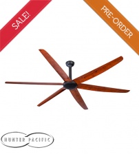 Hunter Pacific The Big Fan 86" High Airflow DC Motor Ceiling Fan with Remote Control - Black with Natural Oak Finish Blades